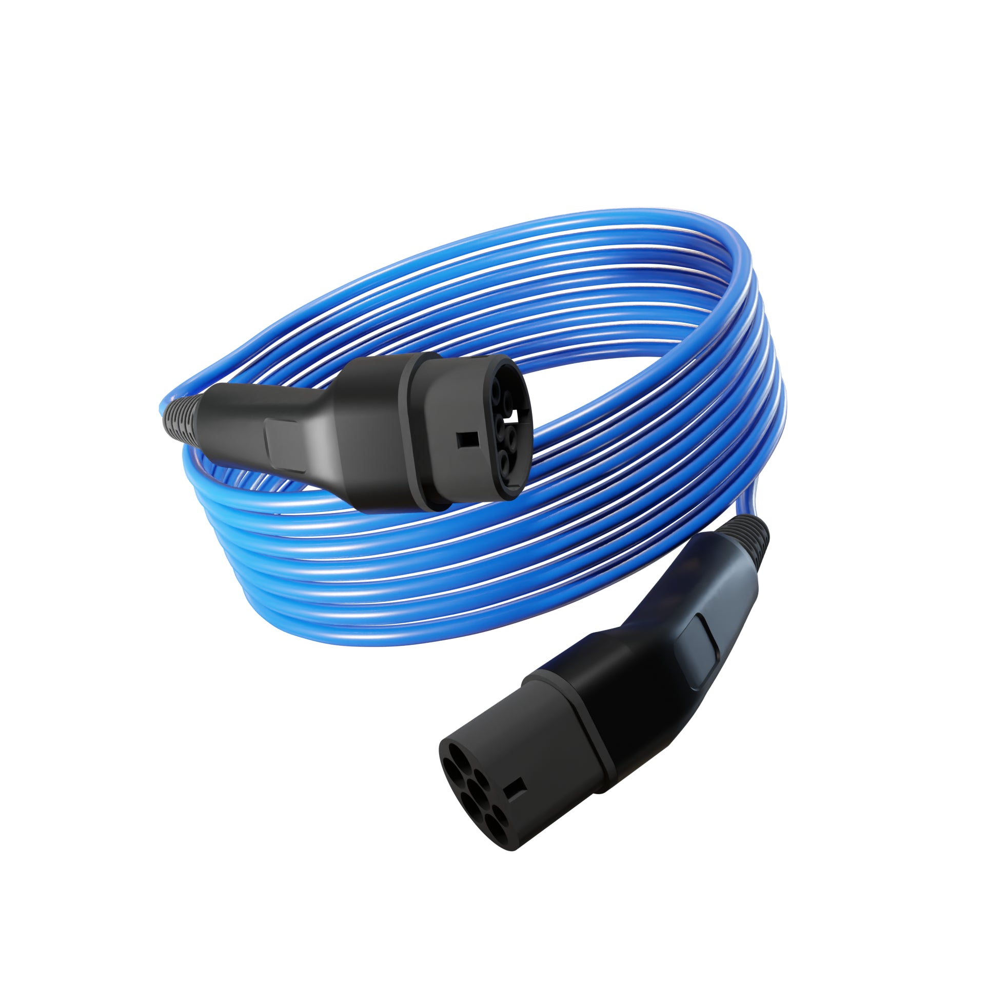 Wottz Type 2 to Type 2 EV charging cable 7kw 7.5-15m front view in blue