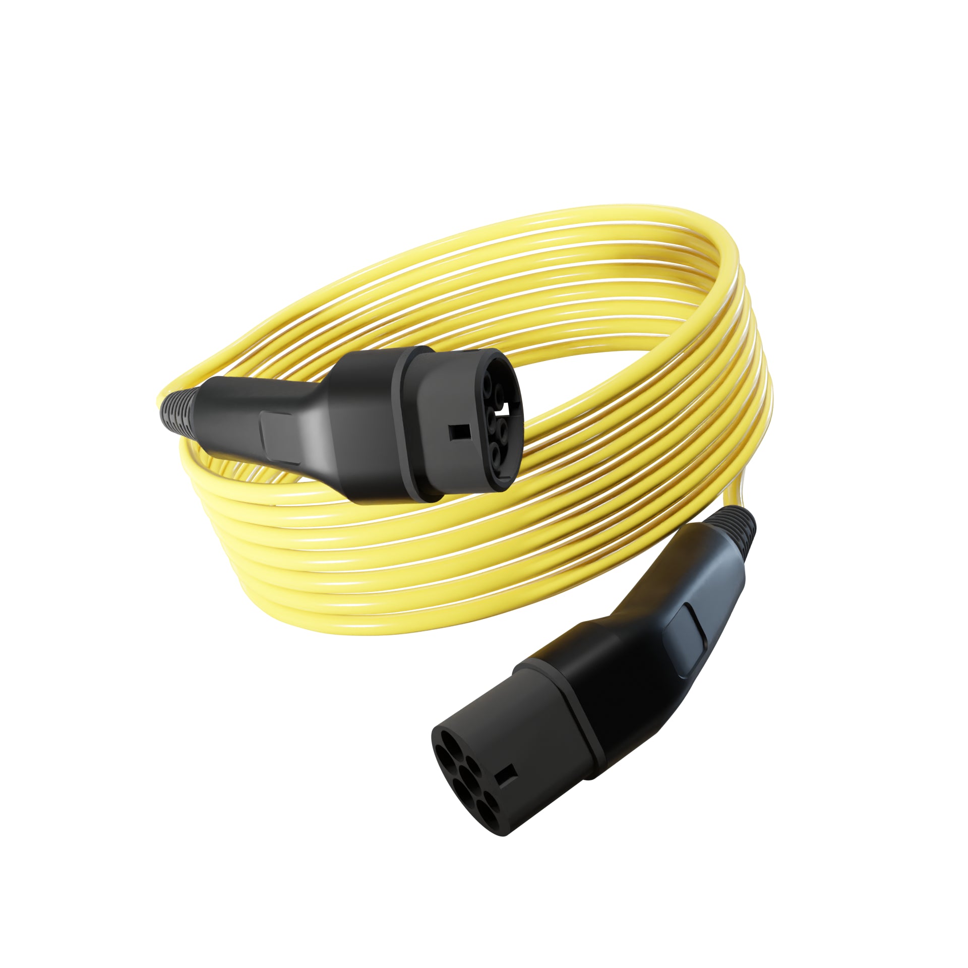 Wottz Type 2 to Type 2 EV charging cable 7kw 7.5-15m front view in yellow