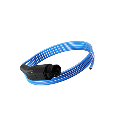 Wottz Type 1 tethered EV charging cable 7kw 0-5m front view in blue