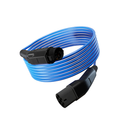 Wottz Type 1 to Type 2 EV charging cable 7kw 7.5-15m front view in blue