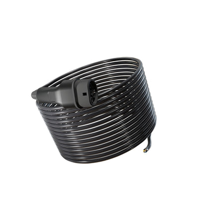 Wottz Type 2 tethered EV charging cable 7kw 17.5-50m front view in black