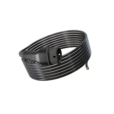 Wottz Type 2 tethered EV charging cable 7kw 7.5-15m front view in black