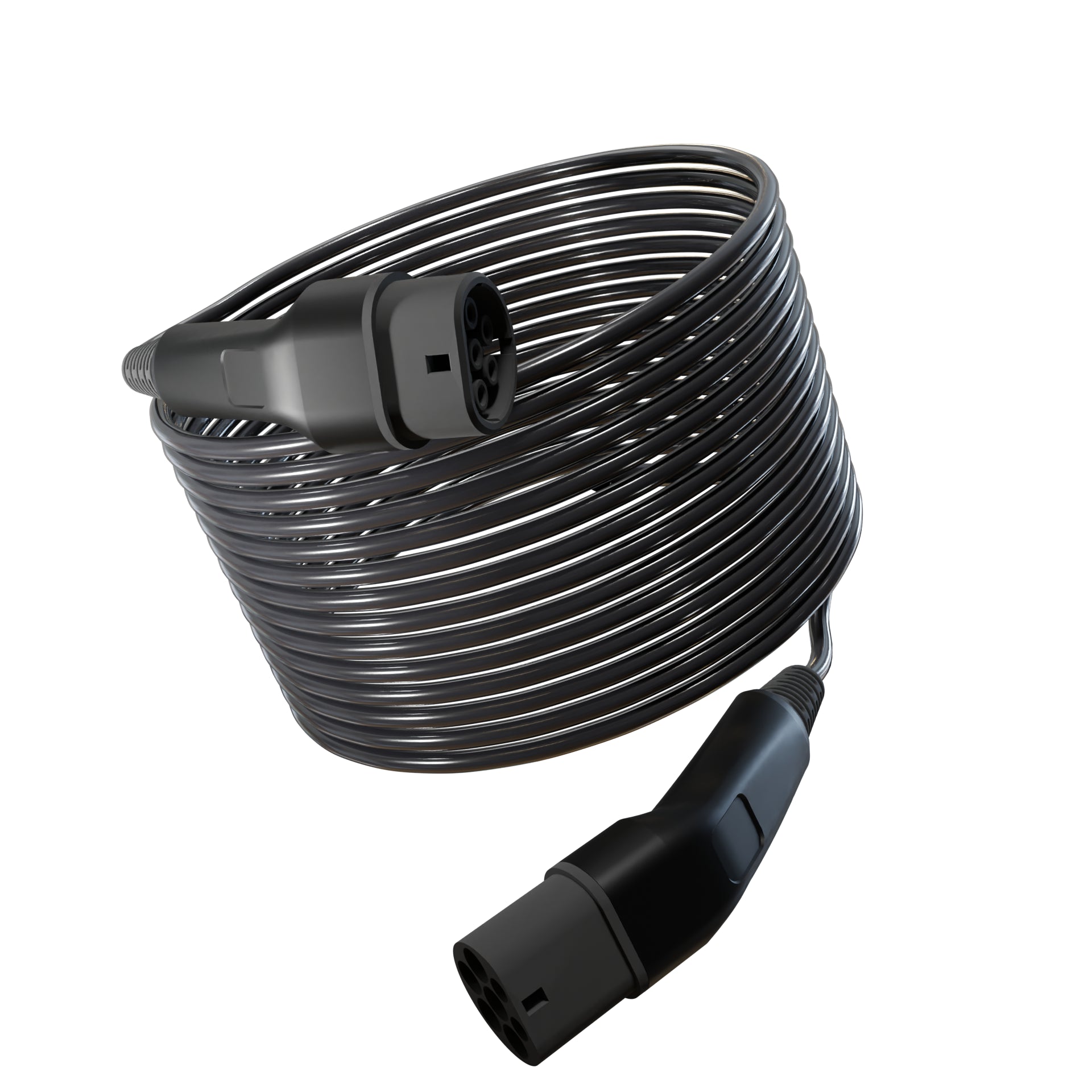 Wottz Type 2 to Type 2 EV charging cable 7kw 17.5-50m front view in black