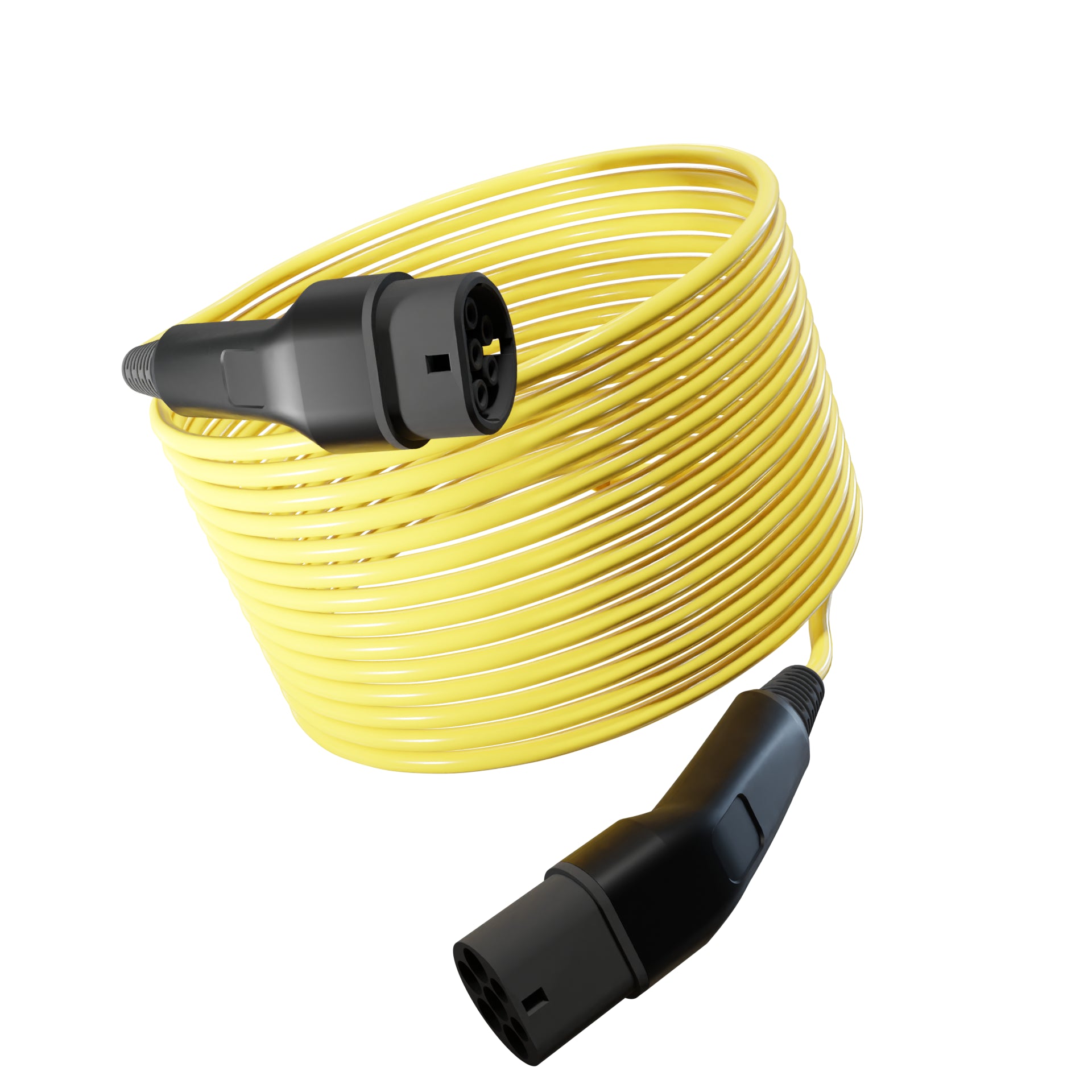 Wottz Type 2 to Type 2 EV charging cable 7kw 17.5-50m front view in yellow